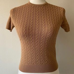 ZARA Cable Knit Sweater Shirt with Pearl Buttons sz. M